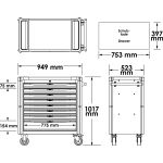 Εργαλειοφόρος, σειρά XL, 8 συρταριών με επιφάνεια εργασίας από ανοξείδωτο ατσάλι άδειος HAZET-VIGOR