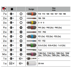 Κασετίνα με χρωματιστές για πιο εύκολη χρήση μύτες κοντές - μακριές, 1/4'', 57 τεμαχίων HAZET-VIGOR 