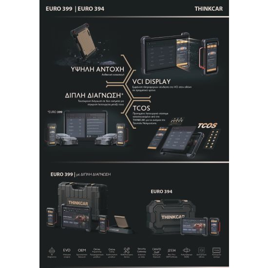 Διαγνωστική συσκευή αυτοκινήτων THINKTOOL EURO 394 αυτόνομη με ενσωματωμένη Τεχνητή Νοημοσύνη Διάγνωσης (AI Diagnostics)