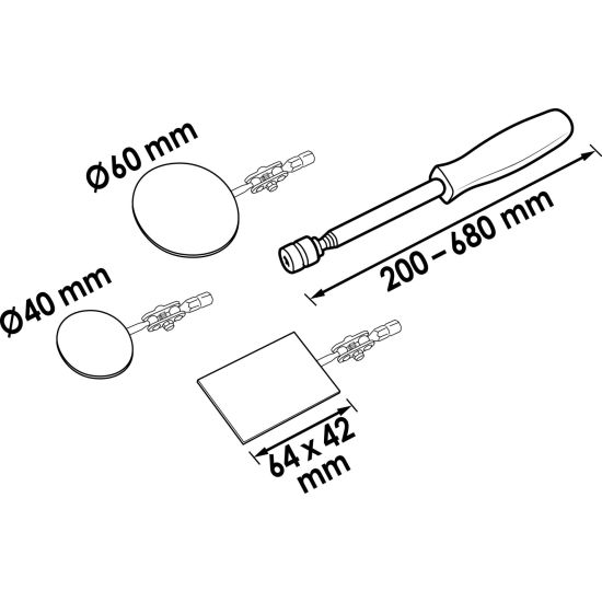 Σετ καθρεπτάκια με άρθρωση τηλεσκοπικά, 4 τεμαχίων HAZET-VIGOR